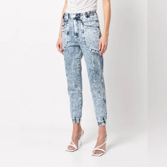 Retrofete Denim Jeans 27 Acid Wash Myla Tapered Blue High Rise Italian NWT - Picture 1 of 10